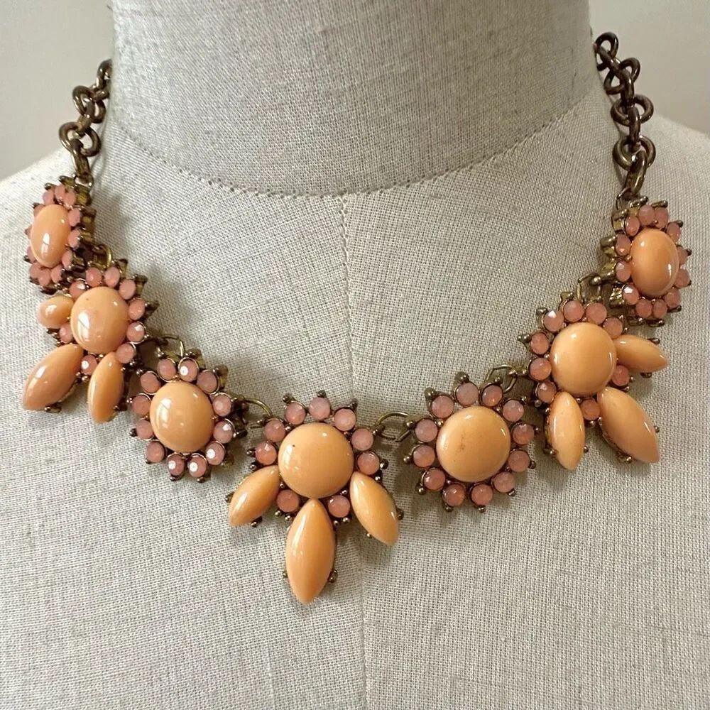 Peach beaded statement necklace
